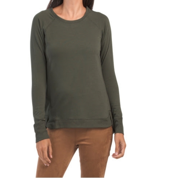 Olive Green Tulip Hem Crew Size S - New - Picture 1 of 5